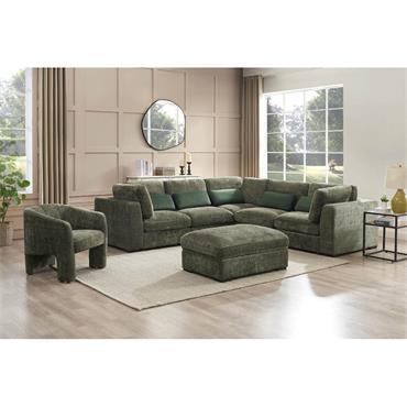 Heather Armless Sectional Green